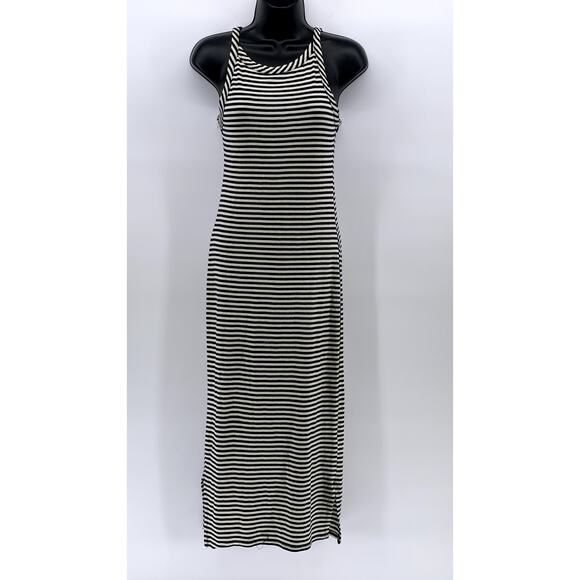 DESIGN LAB LORD & TAYLOR Women's Navy-White Striped Crewneck Maxi Dress SZ XS - Picture 1 of 11